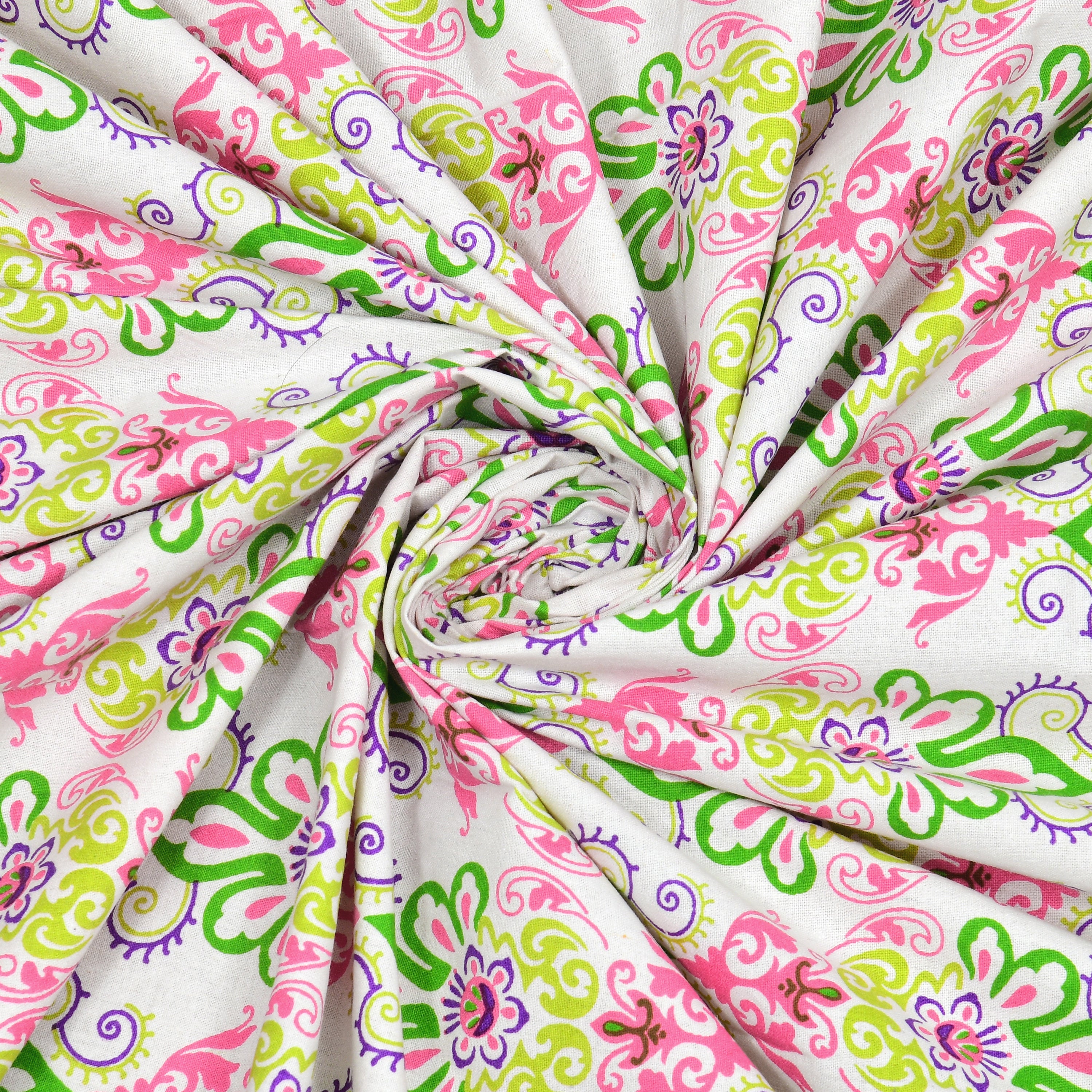 Pink Linear Motifs Jaipuri Print 100% Cotton 180 TC King Size BEDSHEET with 2 Pillow Cover - 90X108