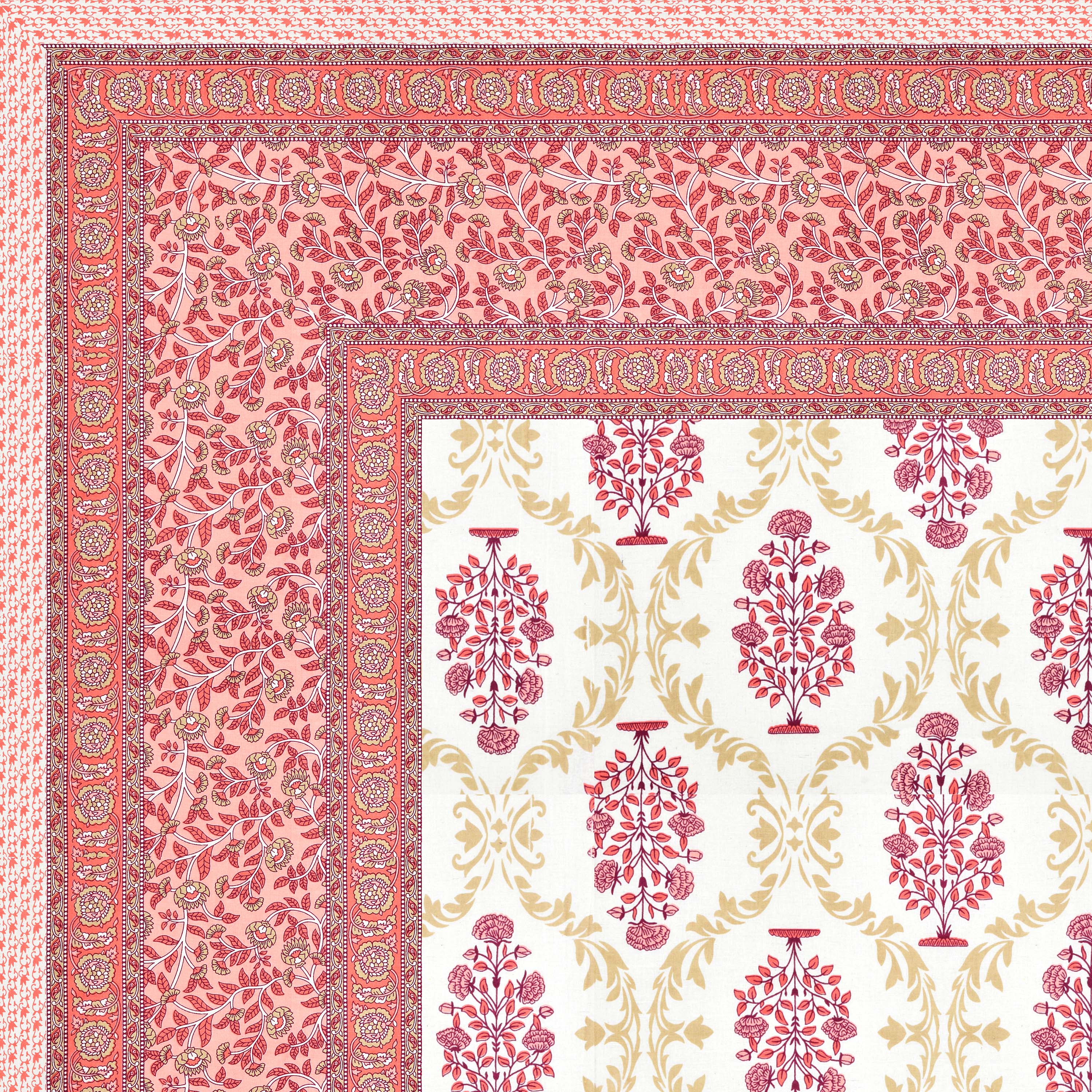 Peach Motif 100% Cotton 180 TC King Size BEDSHEET with 2 Pillow Cover - 90X108