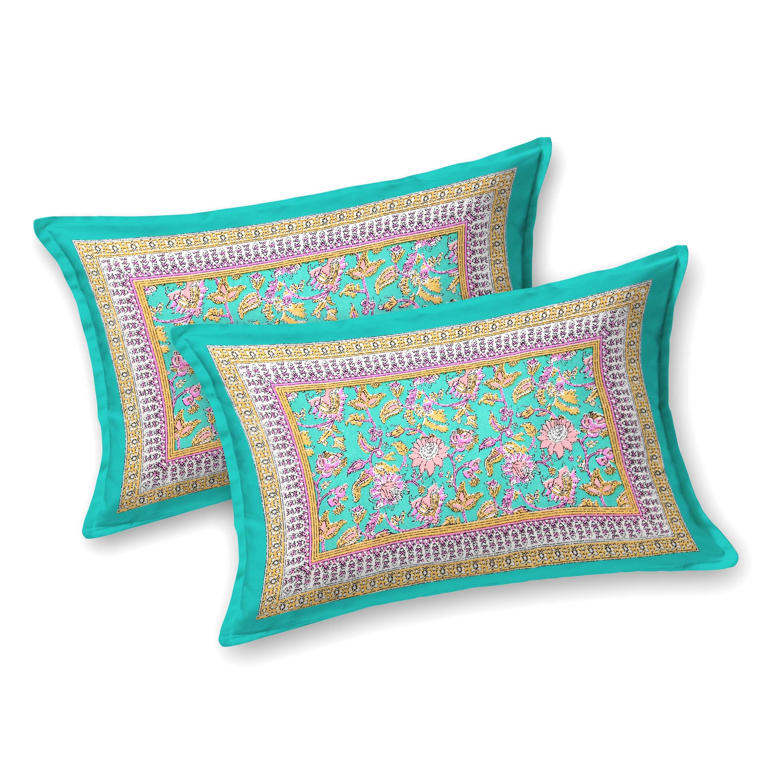 Green Mughal Print 100% Cotton 180 TC King Size BEDSHEET with 2 Pillow Cover - 90X108 (Copy) (Copy)