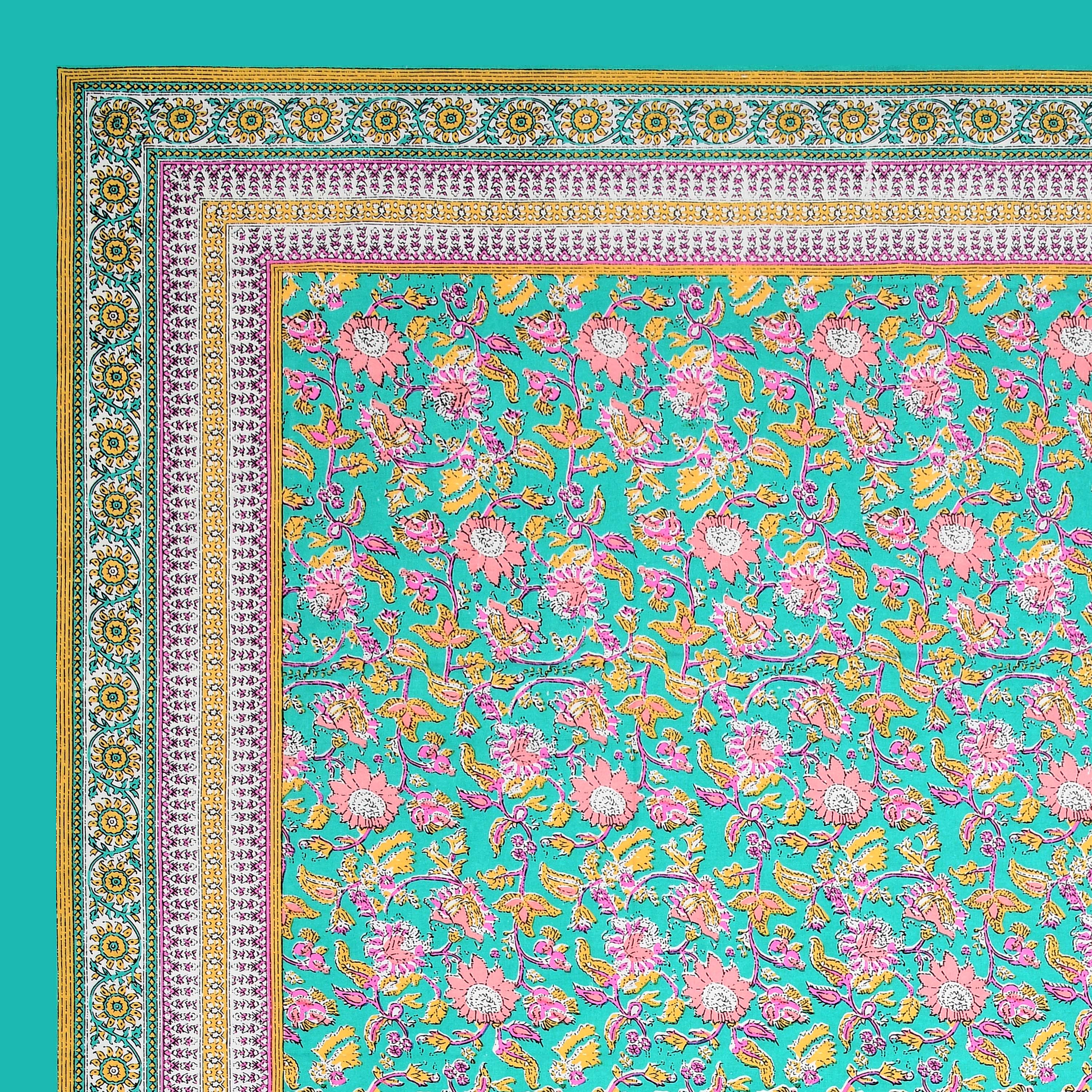 Green Mughal Print 100% Cotton 180 TC King Size BEDSHEET with 2 Pillow Cover - 90X108 (Copy) (Copy)