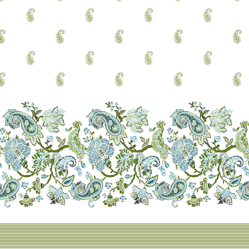 Pista Green Paisley Jaipuri Print 100% Pure Cotton 240 TC King Size BEDSHEET with 2 Pillow Cover - 90X108