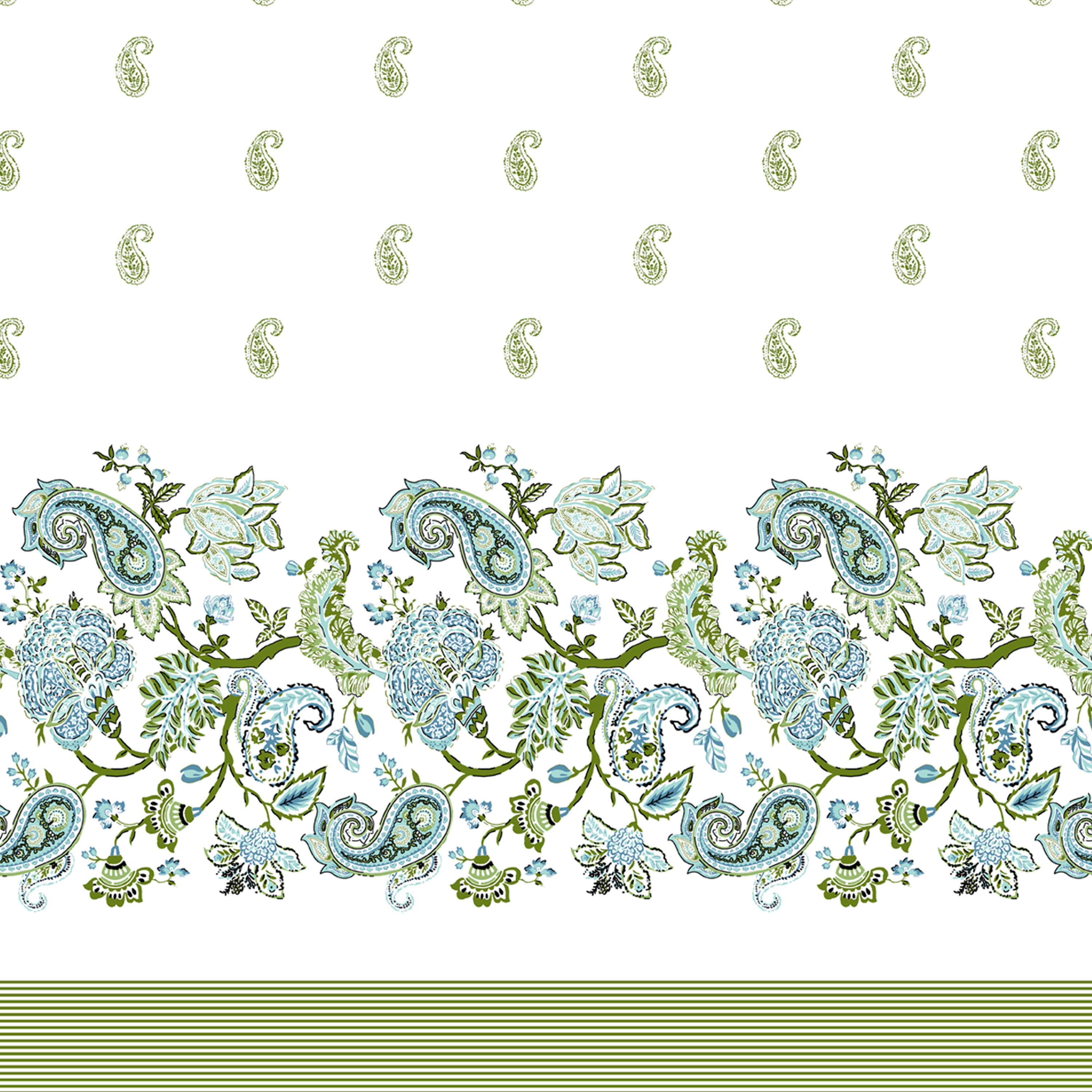 Pista Green Paisley Jaipuri Print 100% Pure Cotton 240 TC King Size BEDSHEET with 2 Pillow Cover - 90X108