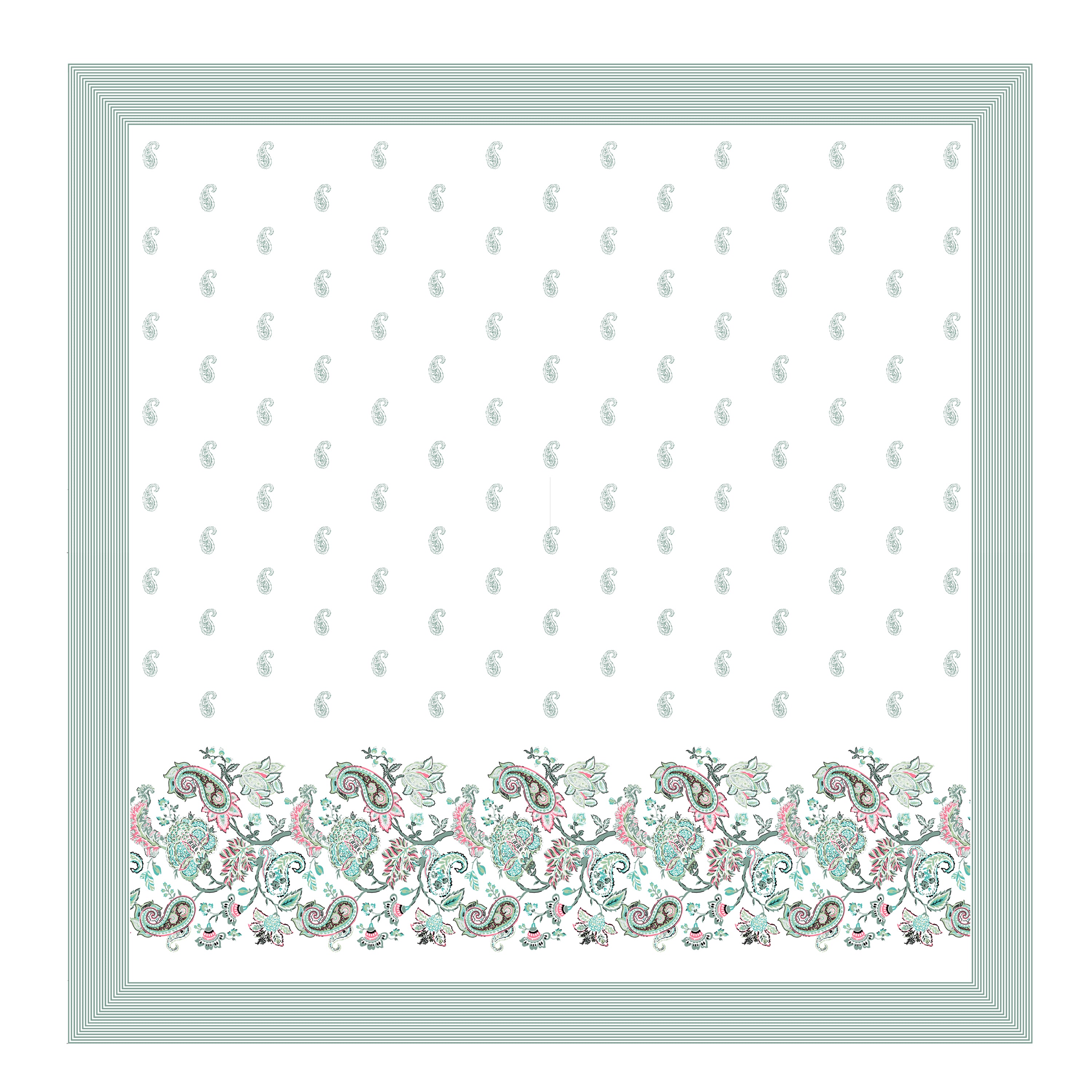 Garden Green Paisley Jaipuri Print 100% Pure Cotton 240 TC King Size BEDSHEET with 2 Pillow Cover - 90X108