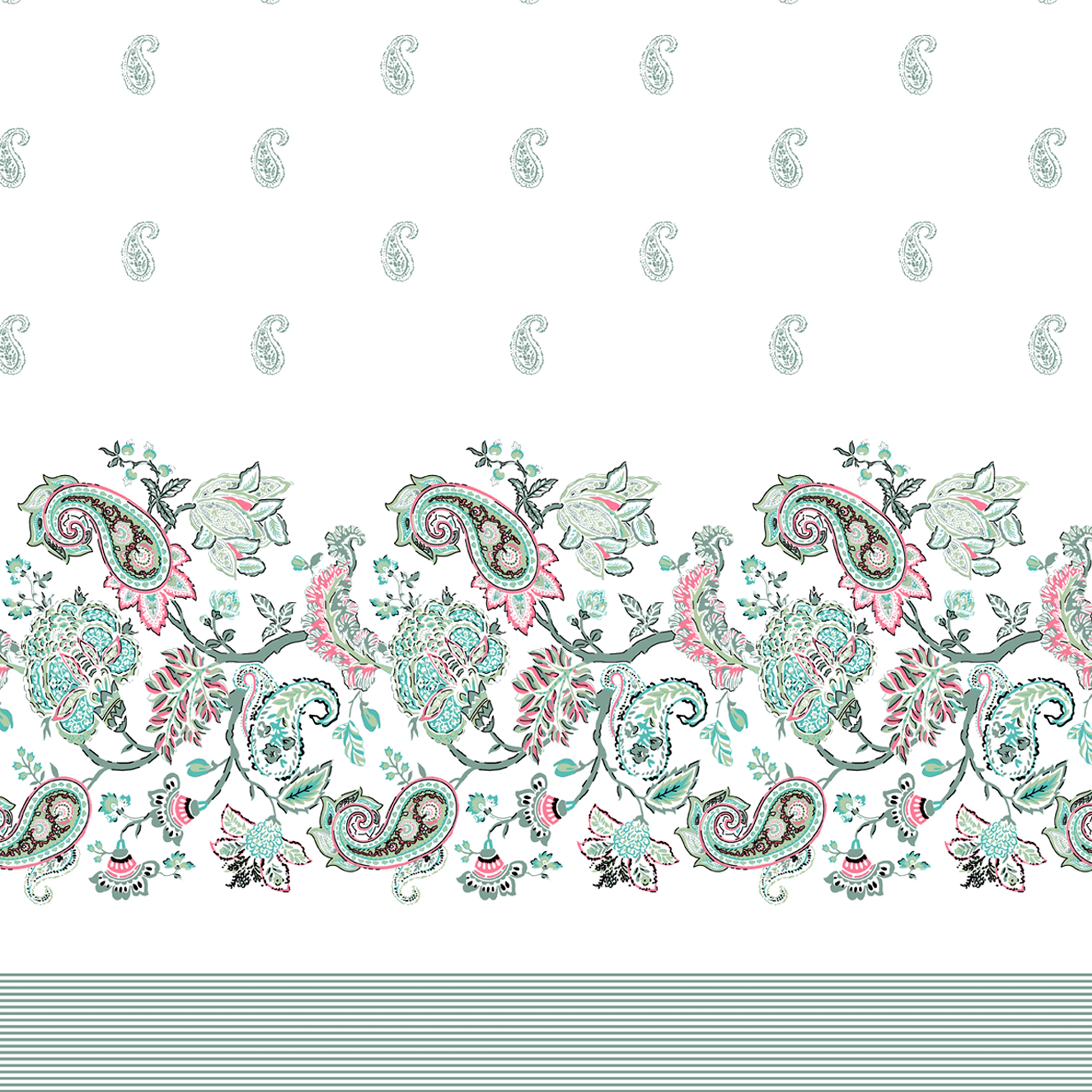 Garden Green Paisley Jaipuri Print 100% Pure Cotton 240 TC King Size BEDSHEET with 2 Pillow Cover - 90X108