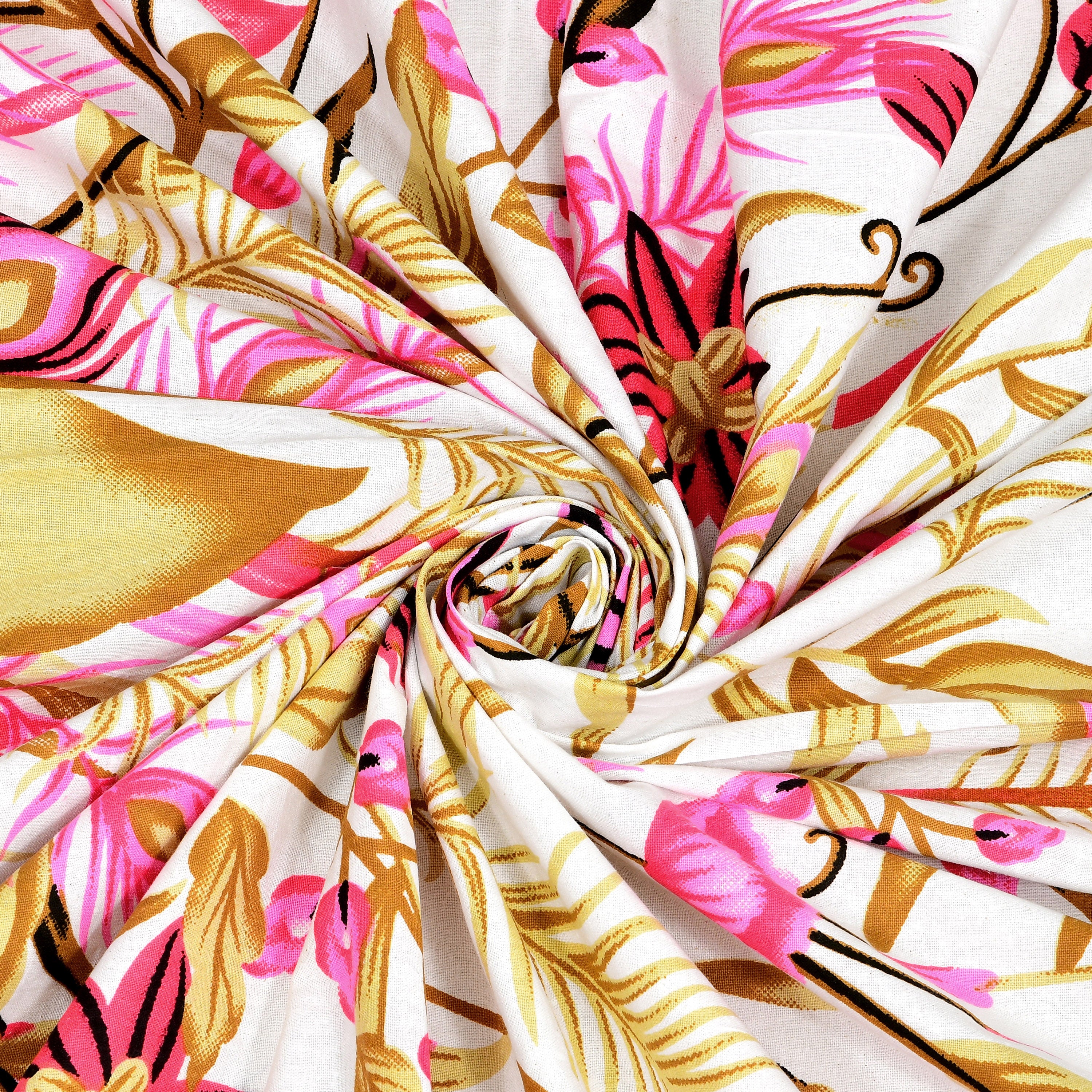 Mauve Peacock Jaipuri Print 100% Pure Cotton 240 TC King Size BEDSHEET with 2 Pillow Cover - 90X108