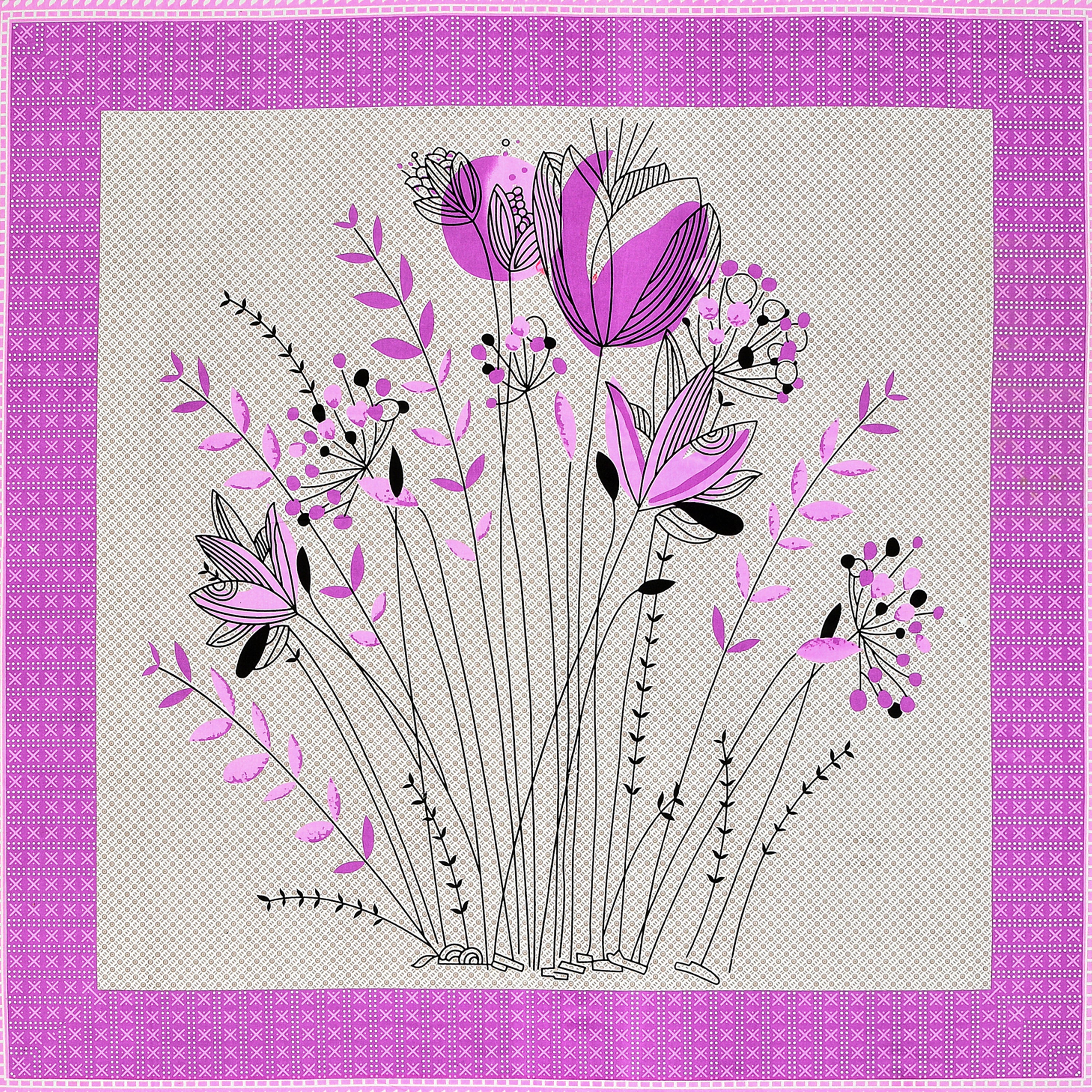 Mauve Tulip Jaipuri Print 100% Pure Cotton 240 TC King Size BEDSHEET with 2 Pillow Cover - 90X108