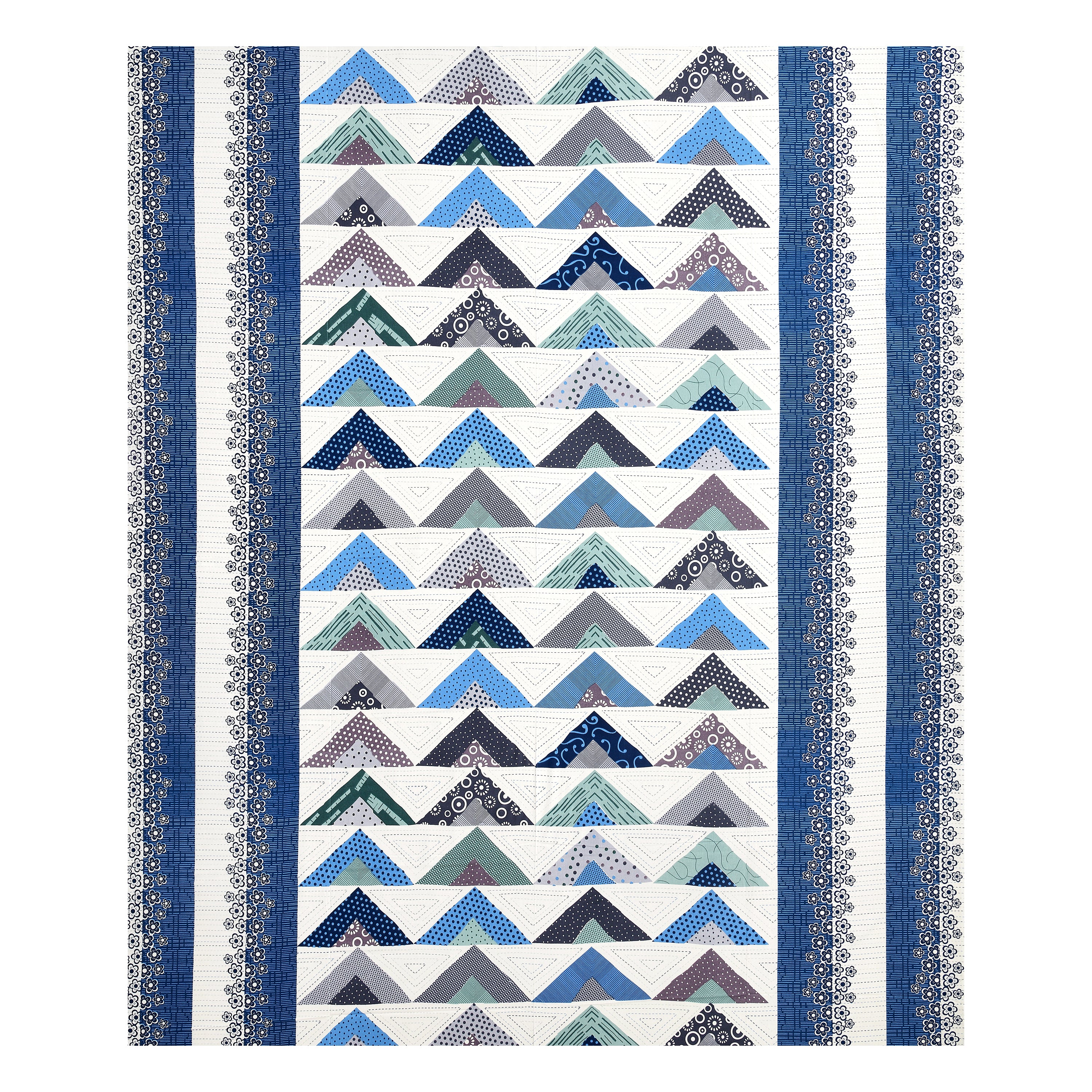 Blue Triangle Jaipuri Print 100% Pure Cotton 240 TC King Size BEDSHEET with 2 Pillow Cover - 90X108