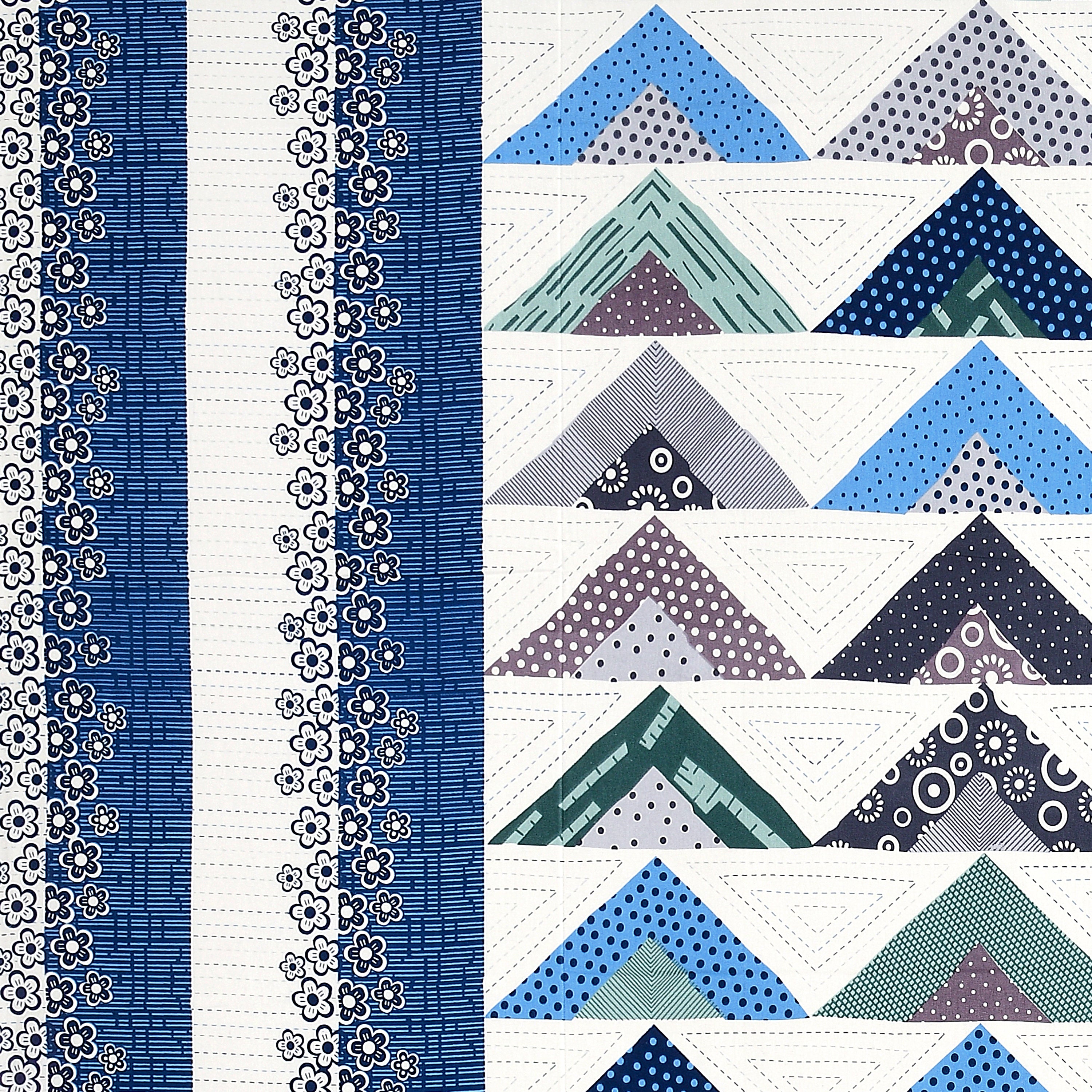 Blue Triangle Jaipuri Print 100% Pure Cotton 240 TC King Size BEDSHEET with 2 Pillow Cover - 90X108