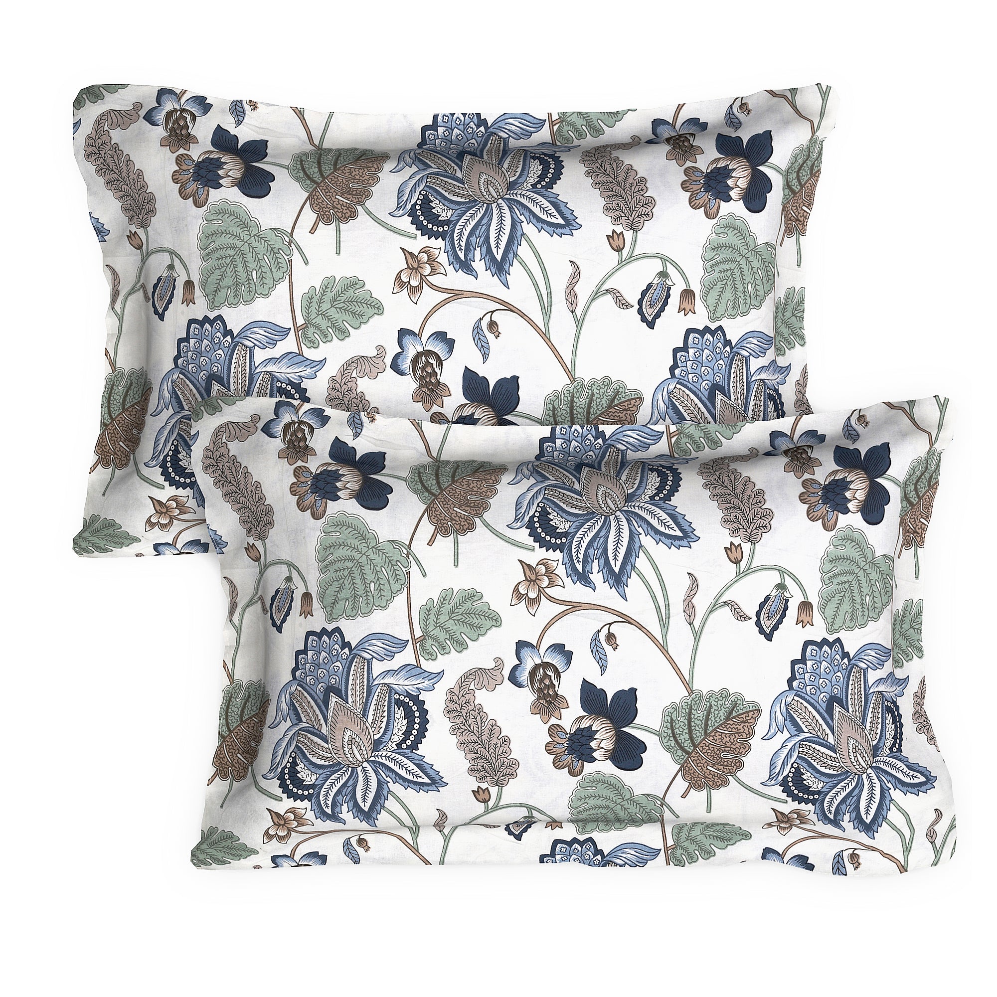 Regalia 100% Pure Cotton Royal King Size Bedsheet with 2 Pillow Covers – Nature Inspired Jaipuri Print, 108x108 Inches, Soft & Breathable Bed Sheet for Large Double Bed, Blue Flower