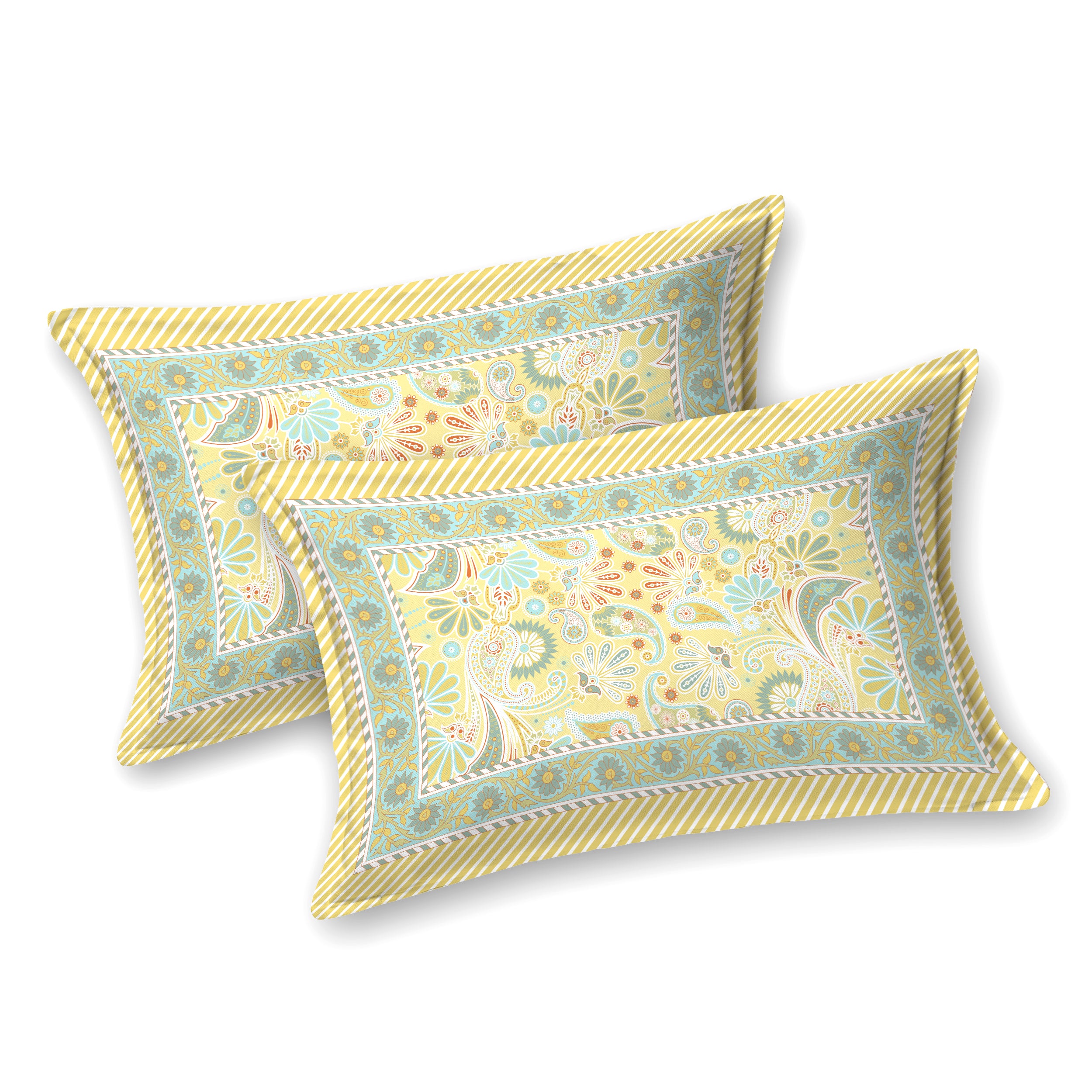 Multicolor Paisley 100% Pure Cotton Super King Size Bedsheet with 2 Pillow Covers – Jaipuri Print, 100x108 Inches, Soft & Breathable Bed Sheet for Large Double Bed